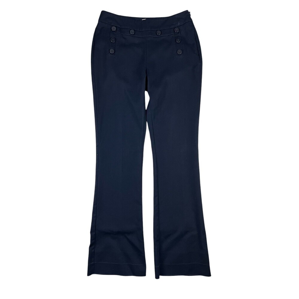 CAbi Mariner Sailor Buttons Side Zip Stretch Trouser Pants Size 4 Navy Preppy